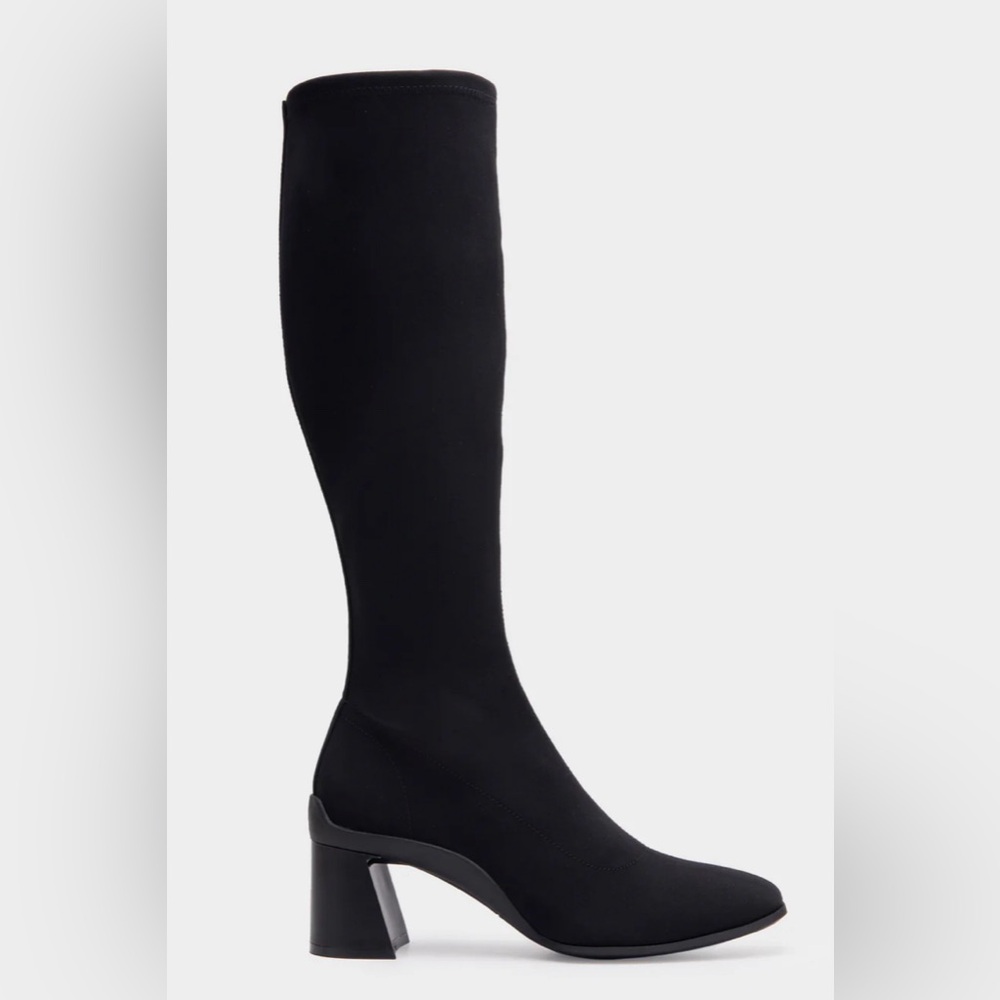 Aerosoles Women's Sculpted Heel Tall Shaft Boot Black Stretch Fabric sz 7.5W 🗝️